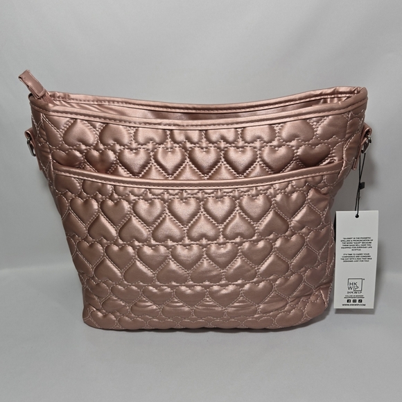 IHKWIP More Love Heart Quilted Messenger Crossbody Purse- Metallic Rose Gold - Picture 5 of 16